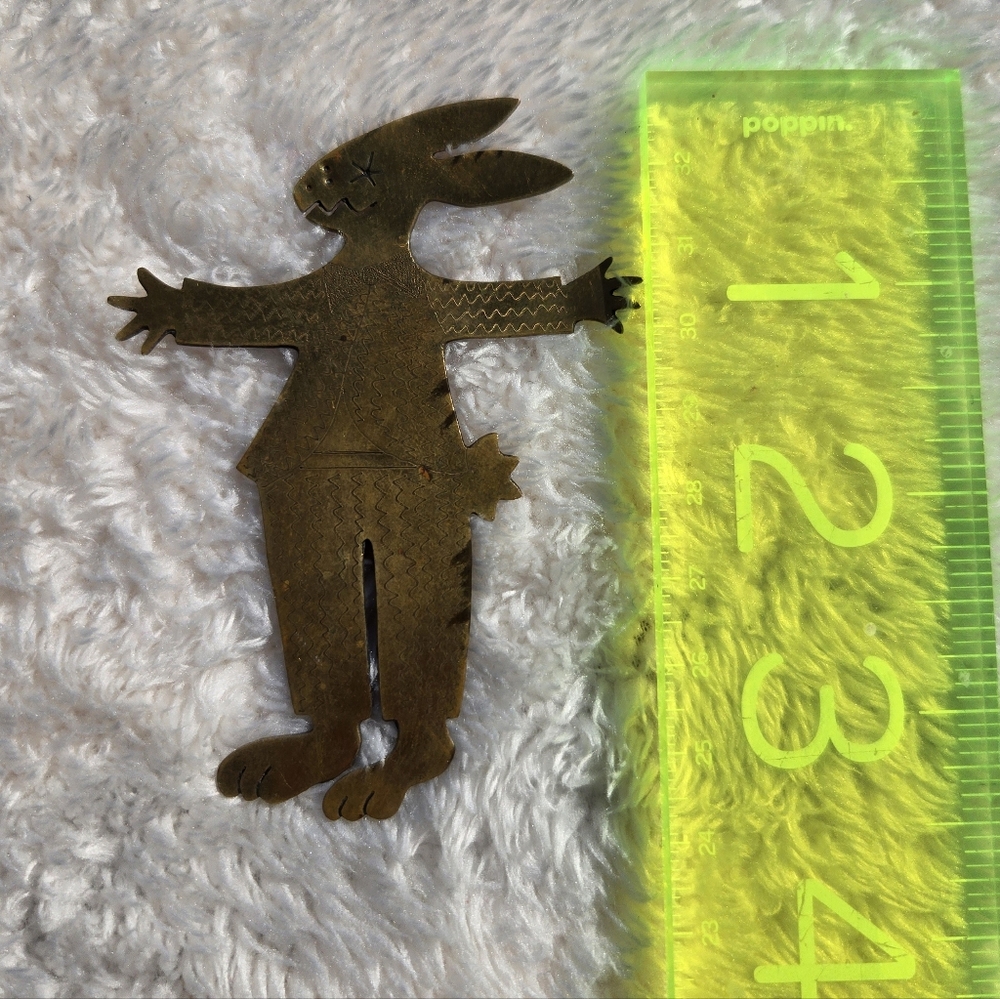 Vintage 1989 Elaine Pike Charming Bronze-color Rabbit Brooch - Picture 3 of 3